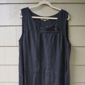 FLAX Brand Black Linen Shift Sundress 100% Linen VGUC Size M (L)